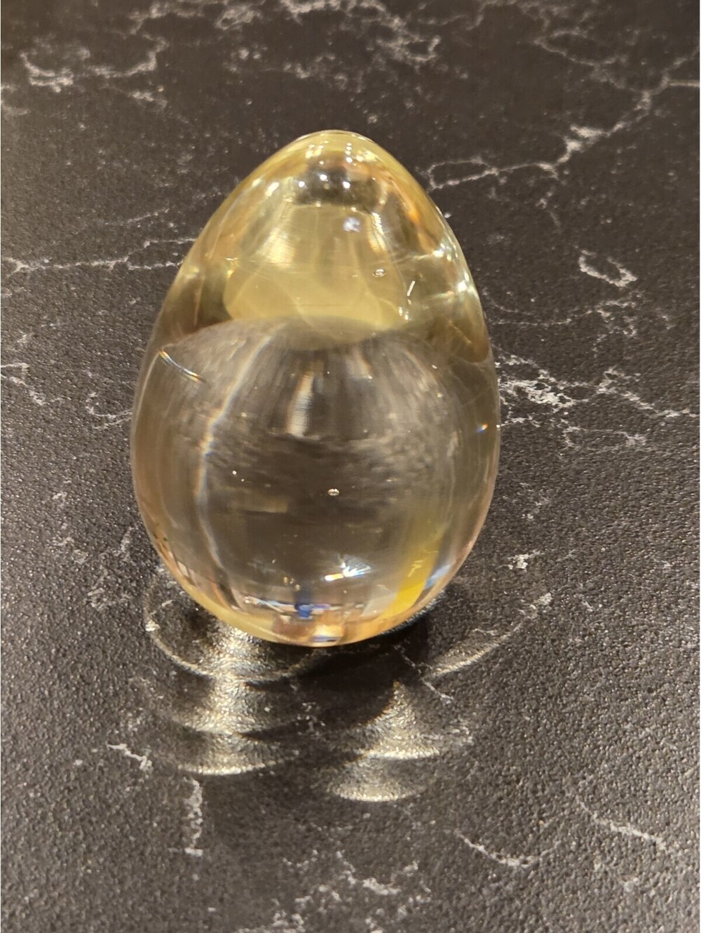 Vintage Paperweight Egg Shaped Clear Home Decor Art Glass 2.5" Tall